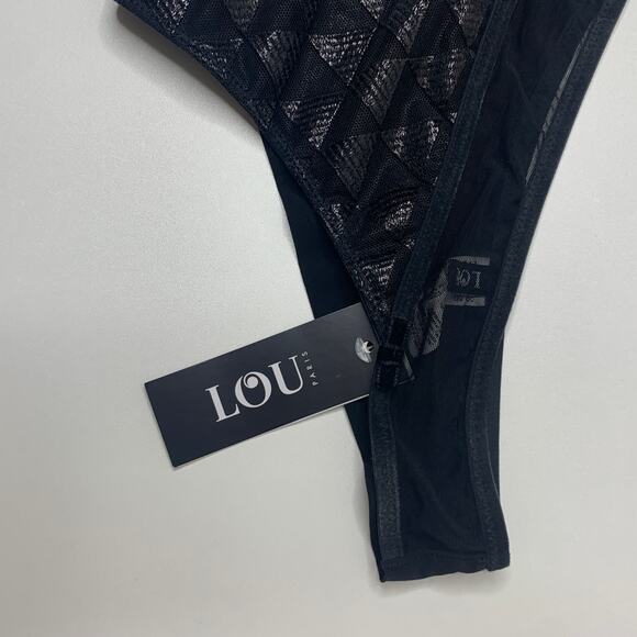 NWT Lou Paris Lingerie Geometric Sheer Mesh Bra Panty Set Black Small - Picture 8 of 12